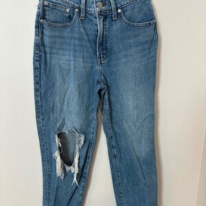Madewell Blue Distressed Straight Leg Jeans